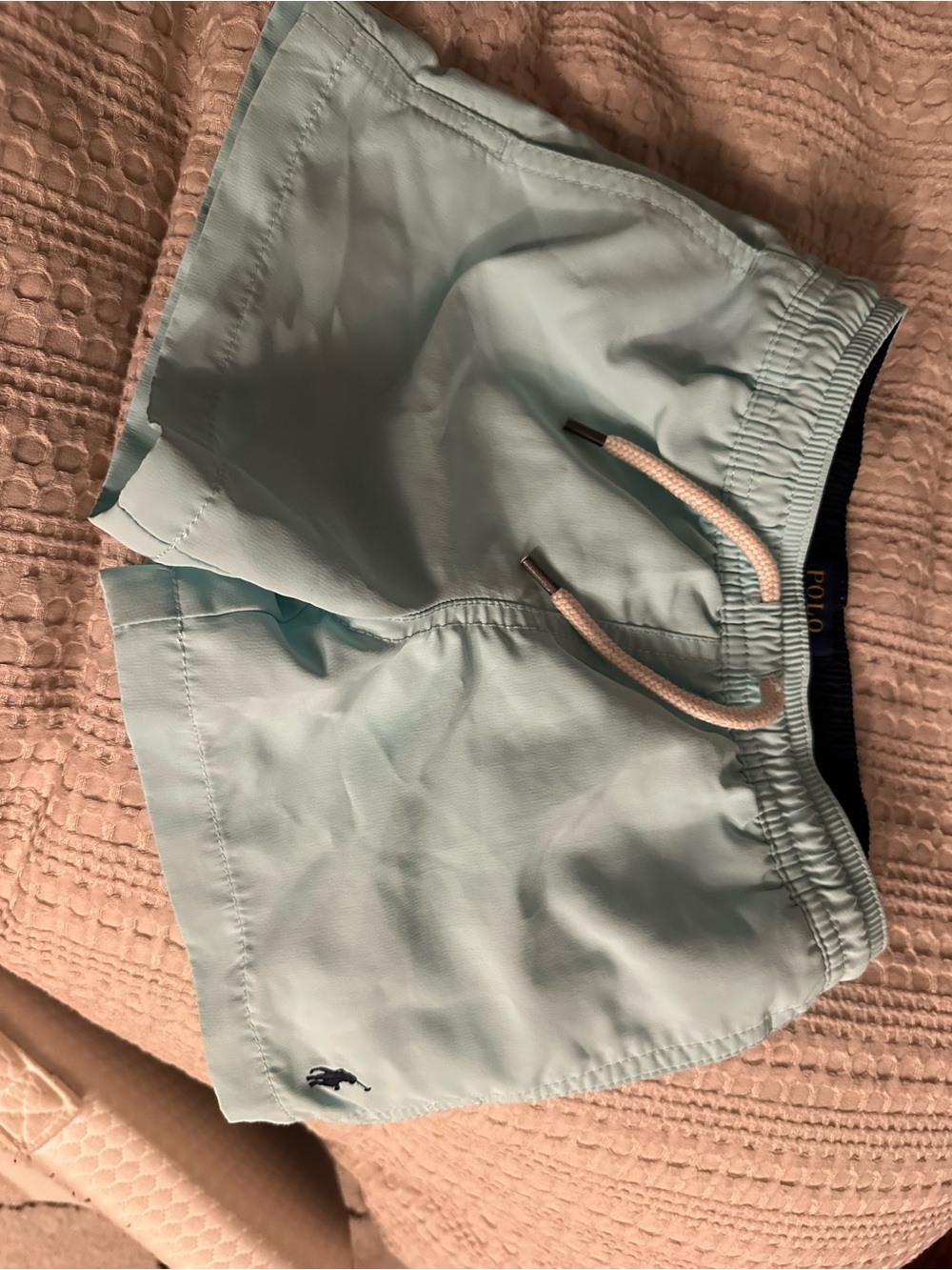 🐎Polo by Ralph Lauren boys Light Aqua Drawstring swim trunks